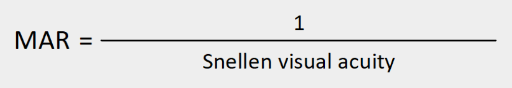MAR = 1 / Snellen decimal